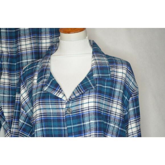 CLUB ROOM MEN'S 2 PC FLANNEL PAJAMA SET, TEAL/BLUE/WHITE XL, NWT, $65 - Picture 3 of 4